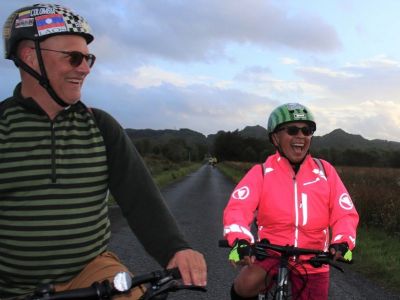 Mike & Berta Glodowski Cycling on the  tour with redspokes